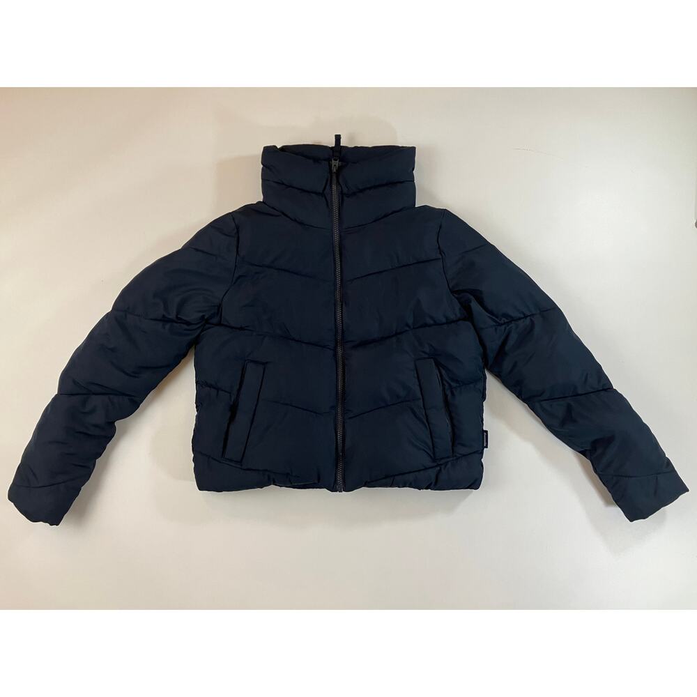 Abercrombie & Fitch Women XS Navy Puffer Jacket Water Wind Resistant Cotton Line